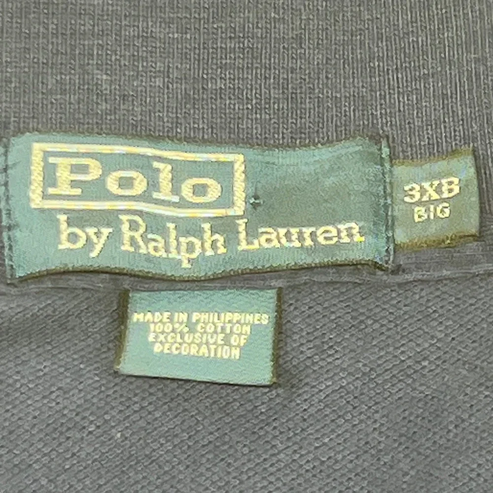 Polo Ralph Lauren Mens‎ 3XB Big Long Sleeve Navy Blue Embroidered Polo Shirt